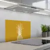 Lijnillustratie - Ananas - Bladkroon - Okergeel keuken achterwand spatscherm klein -3d_schuin
