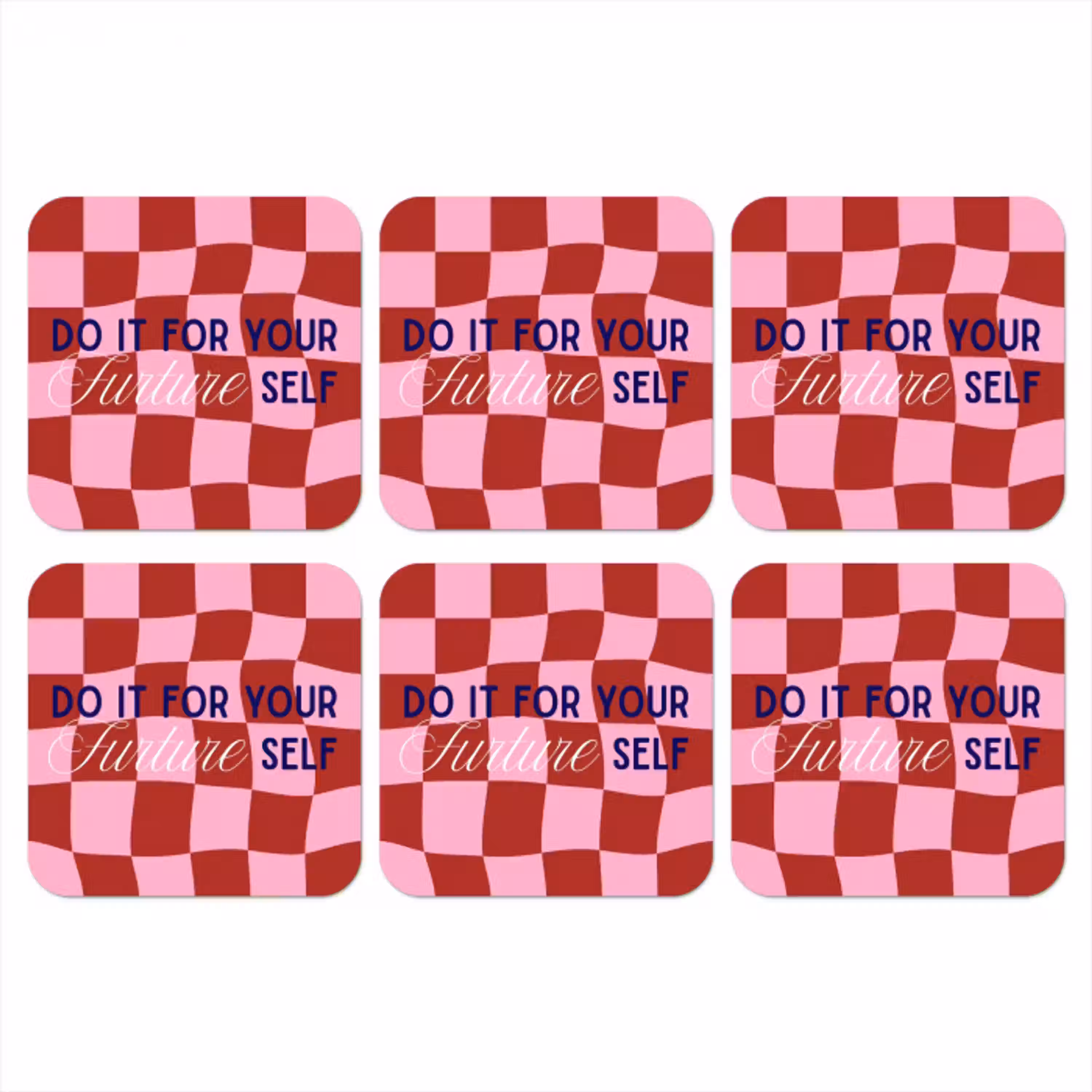 Furture - Geblokt - Rood onderzetter kurk middel -3d