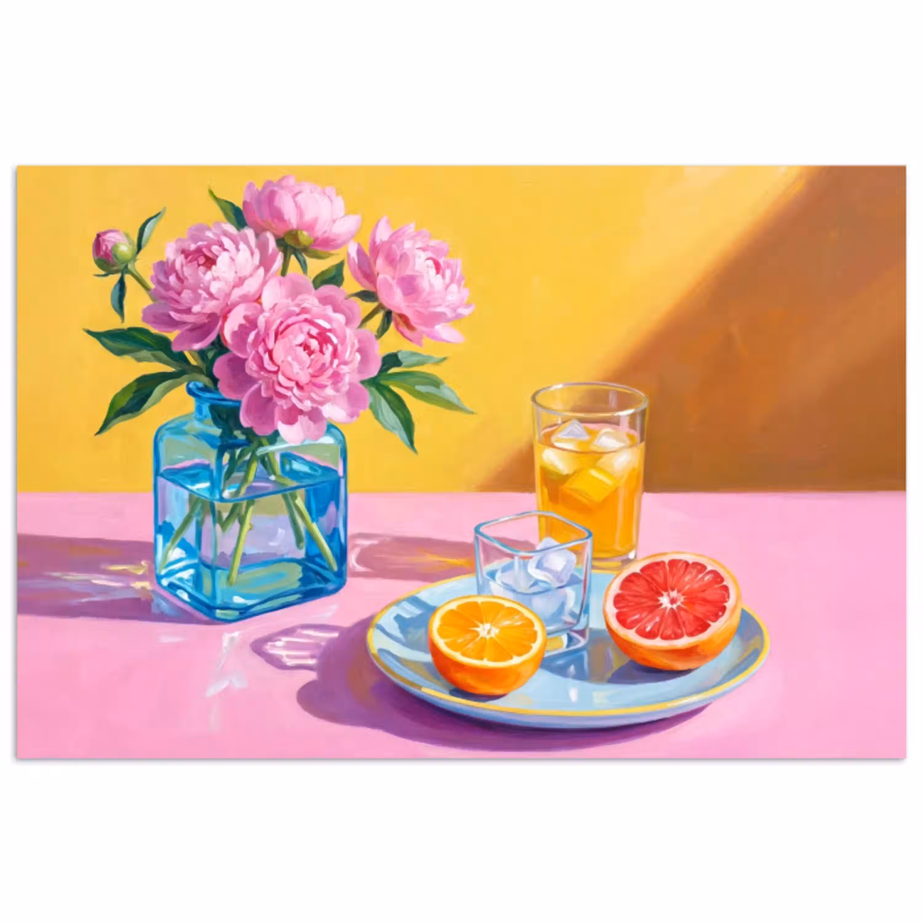 Bloemen - Roze - Modern poster papier klein -3d