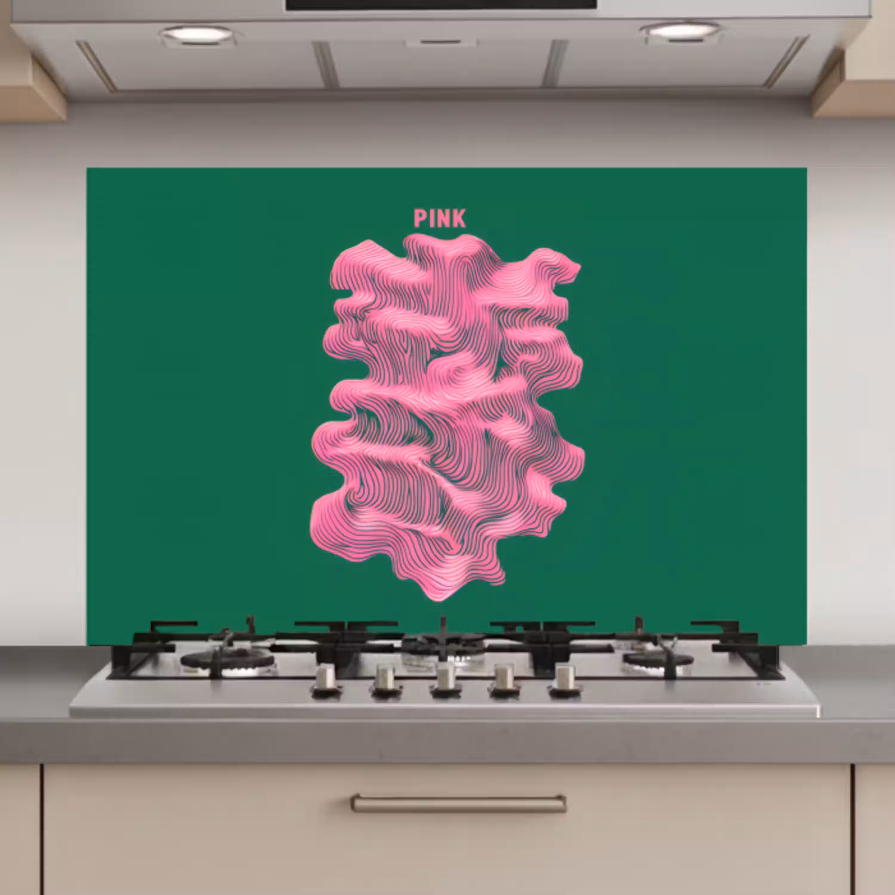 Abstract - Pink - Lijnen - Groen keuken achterwand spatscherm klein -3d_website