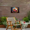 Kleurrijke Voetbal Tuinposter op houten frame 2 cm dik klein -sfeer3