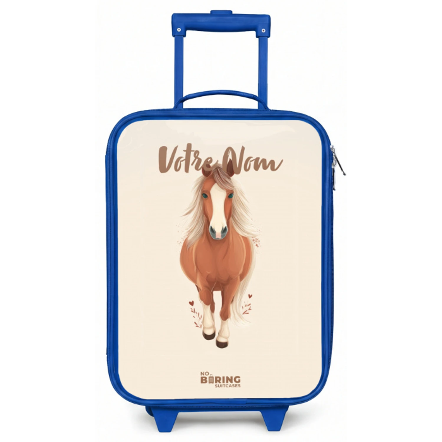 Bruin paard in gallop Kinderkoffer - Blauw klein -zz3dotto