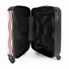 Golvende strepen in roze met bruin NBS - Handbagage koffer - Unisex middel -binnenkant