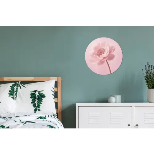 Bloem - Pioenroos - Roze Wandcirkel aluminium klein -slaapkamer