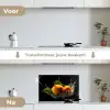 Mango - Fruit - Water - Zwart - Bladeren keuken achterwand spatscherm klein -voor_na_NL