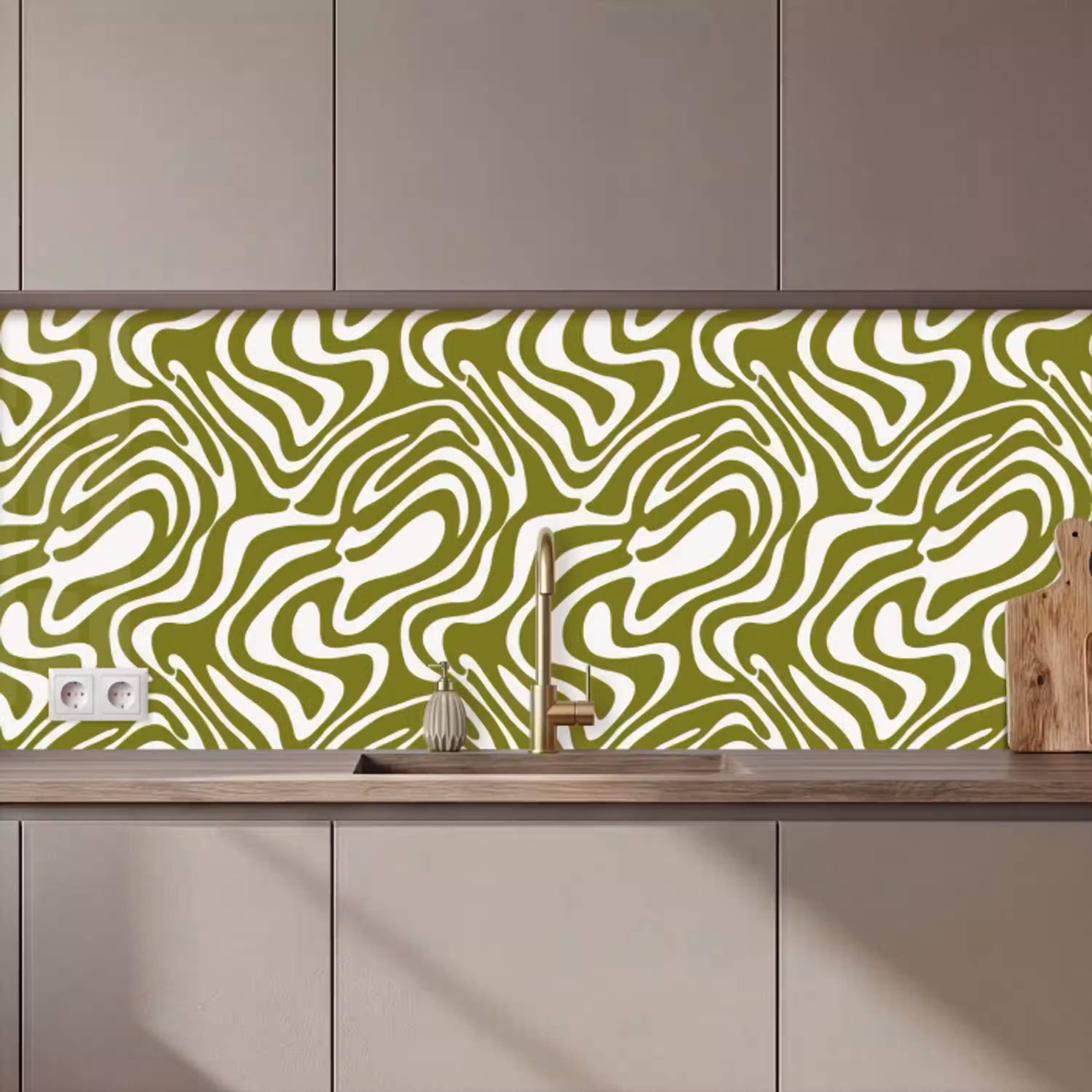 Lijnpatroon - Groen - Organisch keuken achterwand 2 middel 871 zz_3dshopping