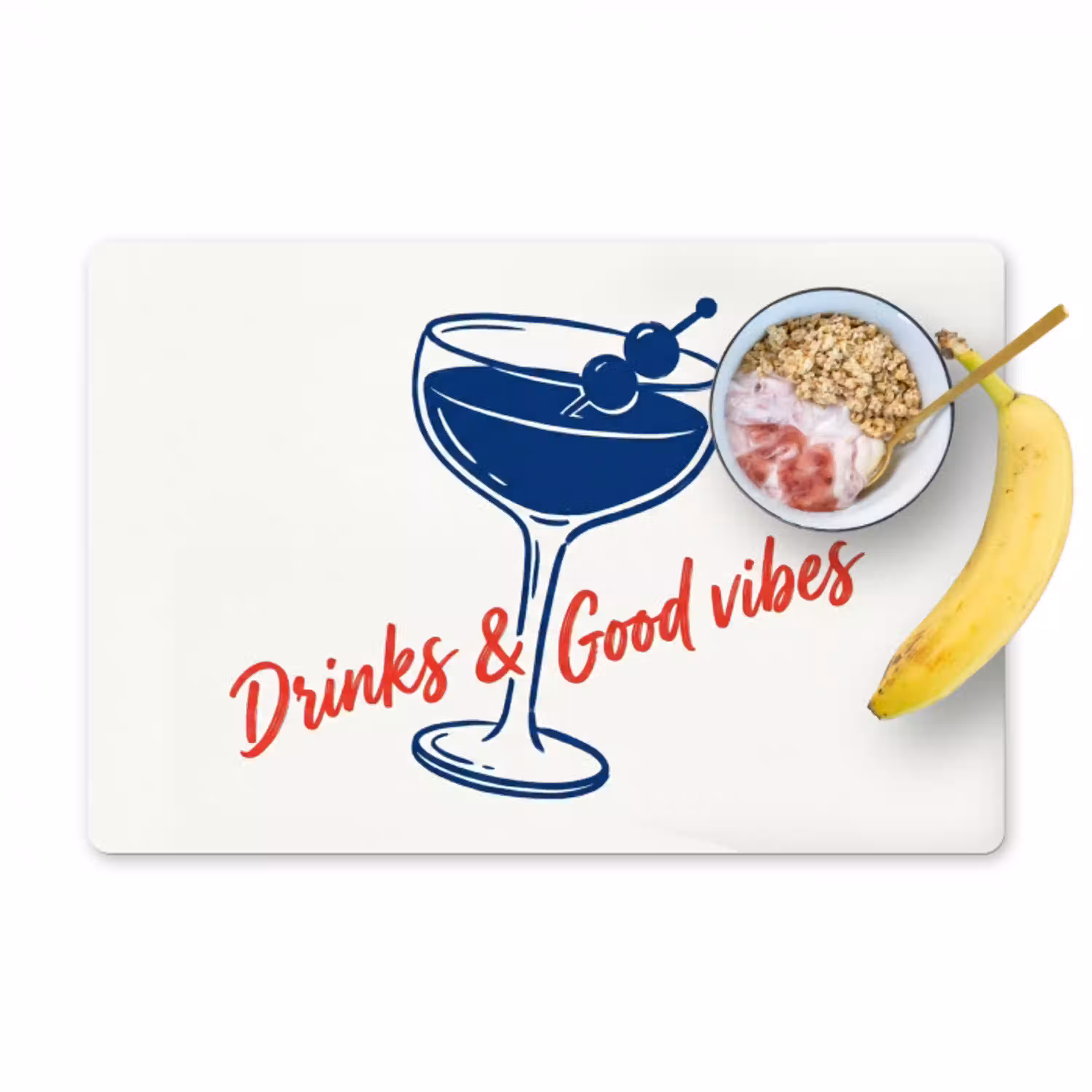 Cocktail - Glas - Illustratie - Blauw - Wit Placemat vinyl groot -zzzproduct_Kitchenyeah-website