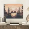 Beren - Bomen - Landschap - Zonsondergang PET vilt klein -sfeer1