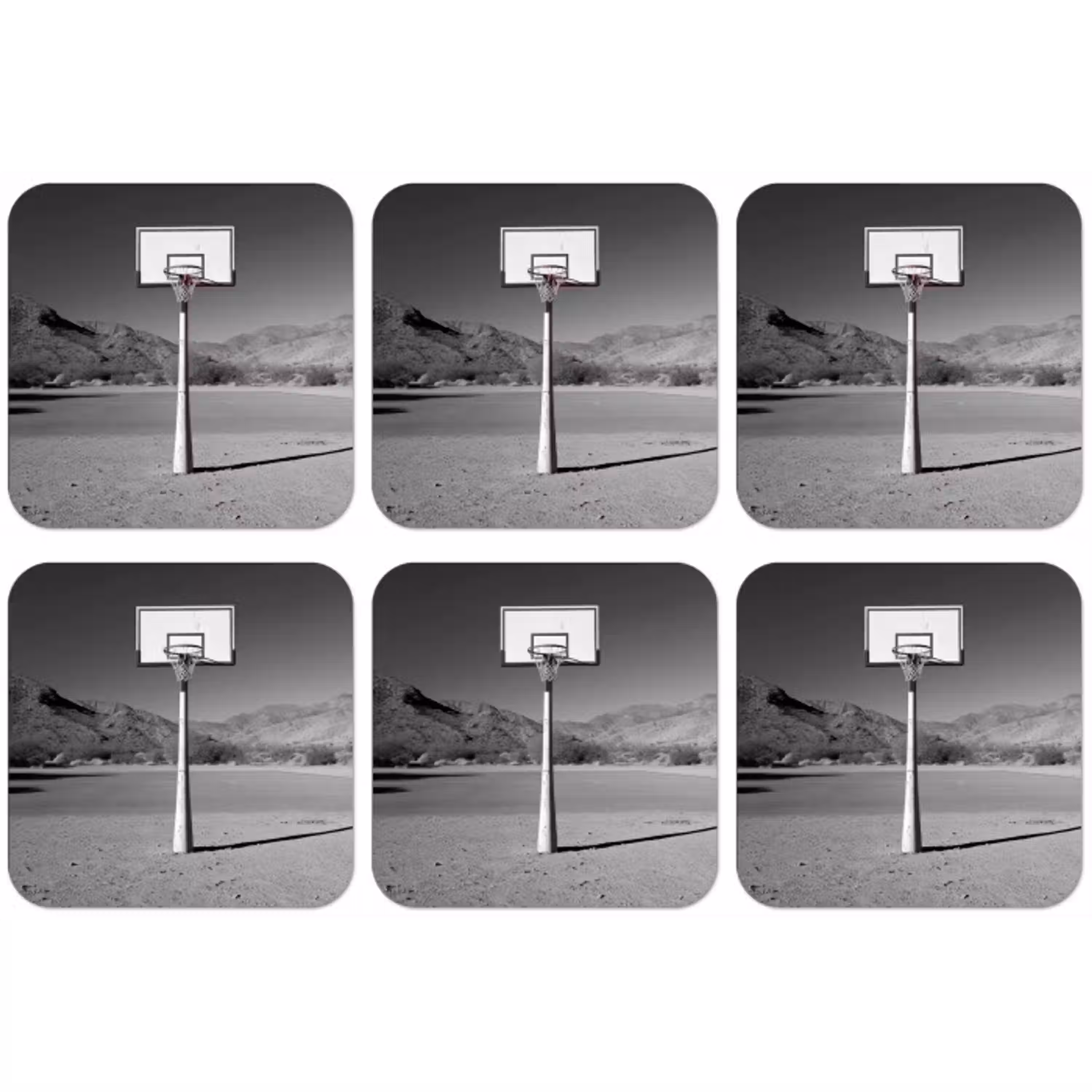 Basketbalpaal - Landschap - Zand - Wit onderzetter kurk middel -zkaufland3dotto
