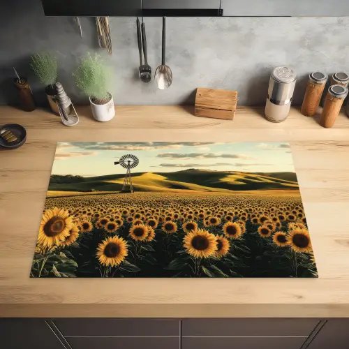 Zonnebloem - Veld - Windmolen Inductie beschermer vinyl 3mm klein -sfeer5