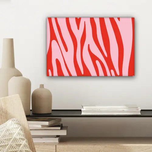 Zebraprint - Roze - Rood - Dierenprint canvas 2cm klein -sfeer6