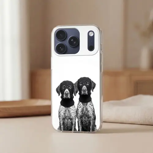 Honden - Bivakmuts - Zwart - wit Telefoonhoesje iPhone 17 Pro klein -sfeer2