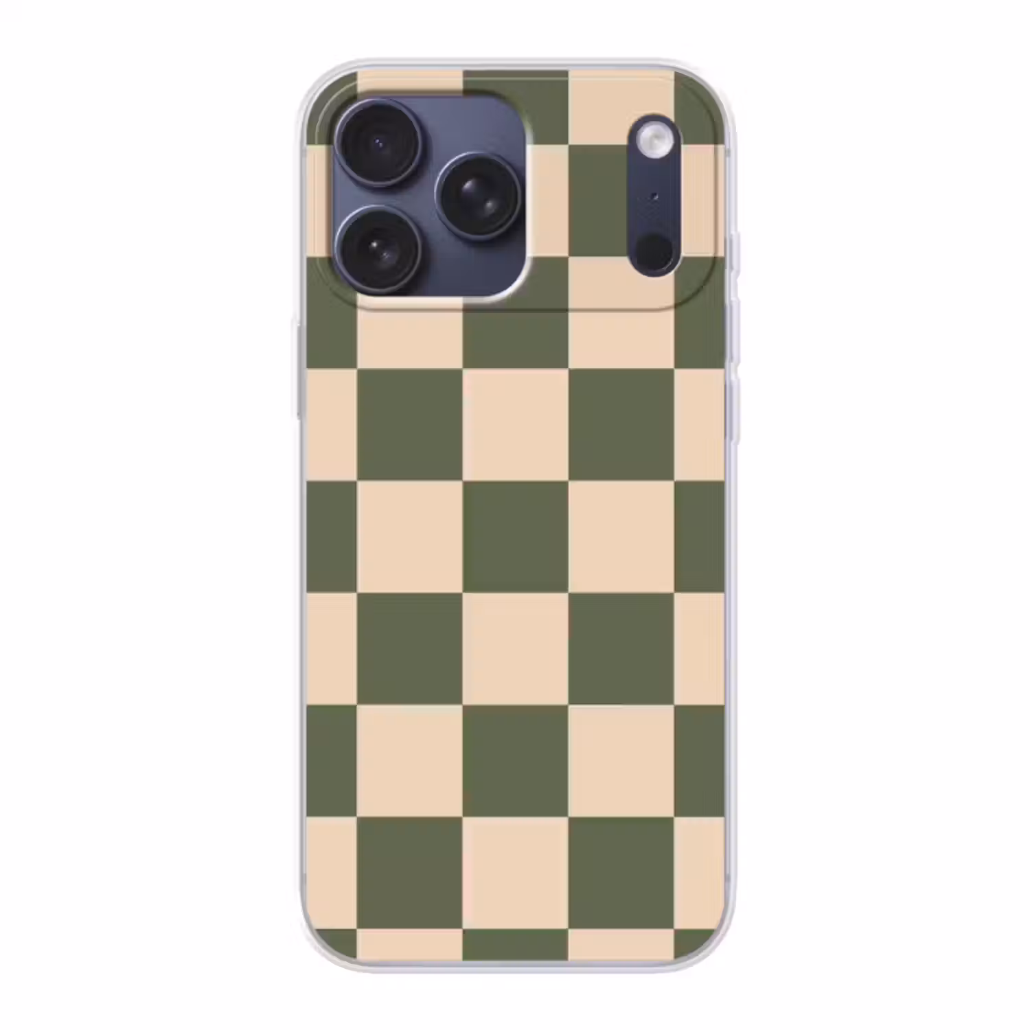 Telefoonhoesje Softcase - Schaakbord print - Groen - Beige - Blokjes