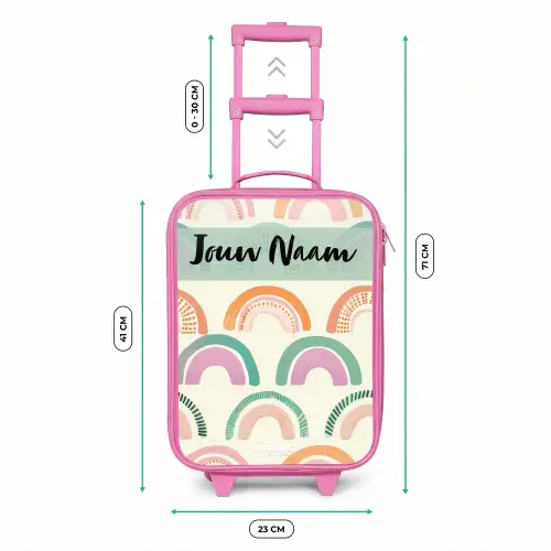 Regenboog - Pastel - Patroon Kinderkoffer - Roze klein -productfoto_formaten