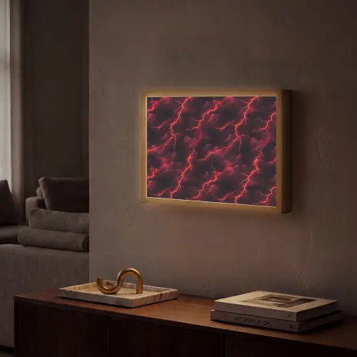 Rood - Onweer - Bliksem - Wolken Light Box met batterij (Wandlamp) middel 907 -sfeer1
