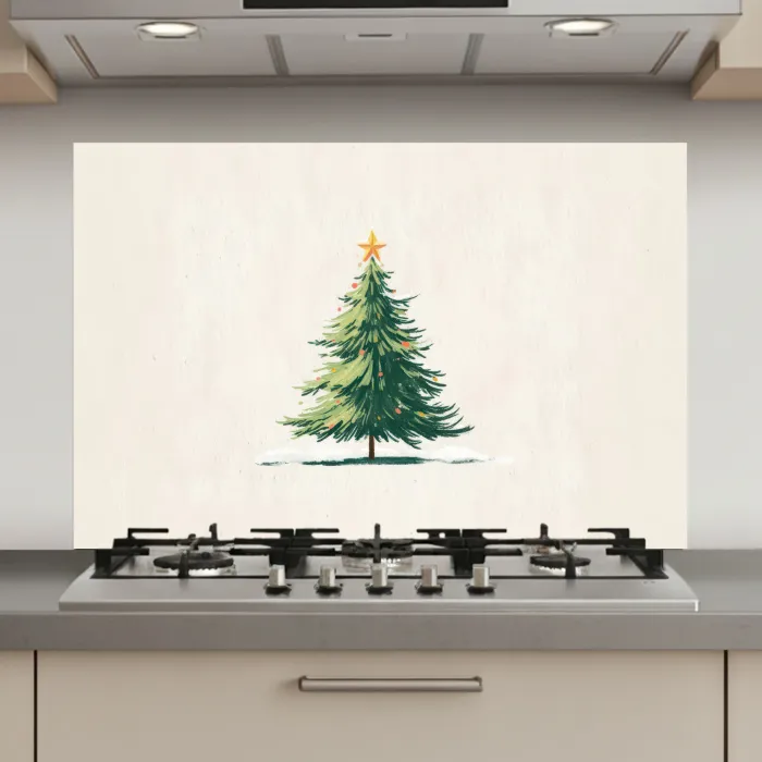 Kerstboom - Illustratie - Ster - Sneeuw keuken achterwand spatscherm klein -3d_website