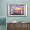 Doorkijk - Zee - Strand - Zonsondergang - Blauw canvas 2cm klein -sfeer4