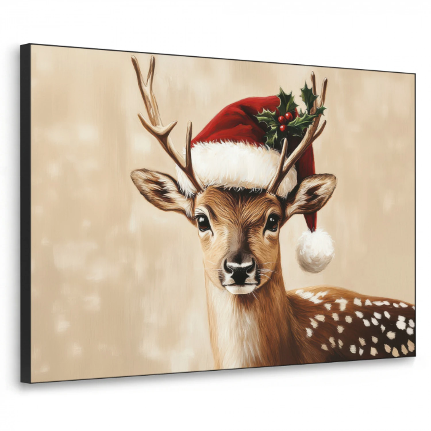 Kerst - Hert - Gewei - Rood Textielframe - compleet frame klein -3d