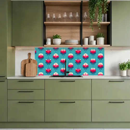 Patronen - Retro - Bloemen - Lelie keuken achterwand 2 middel 871 -sfeer3