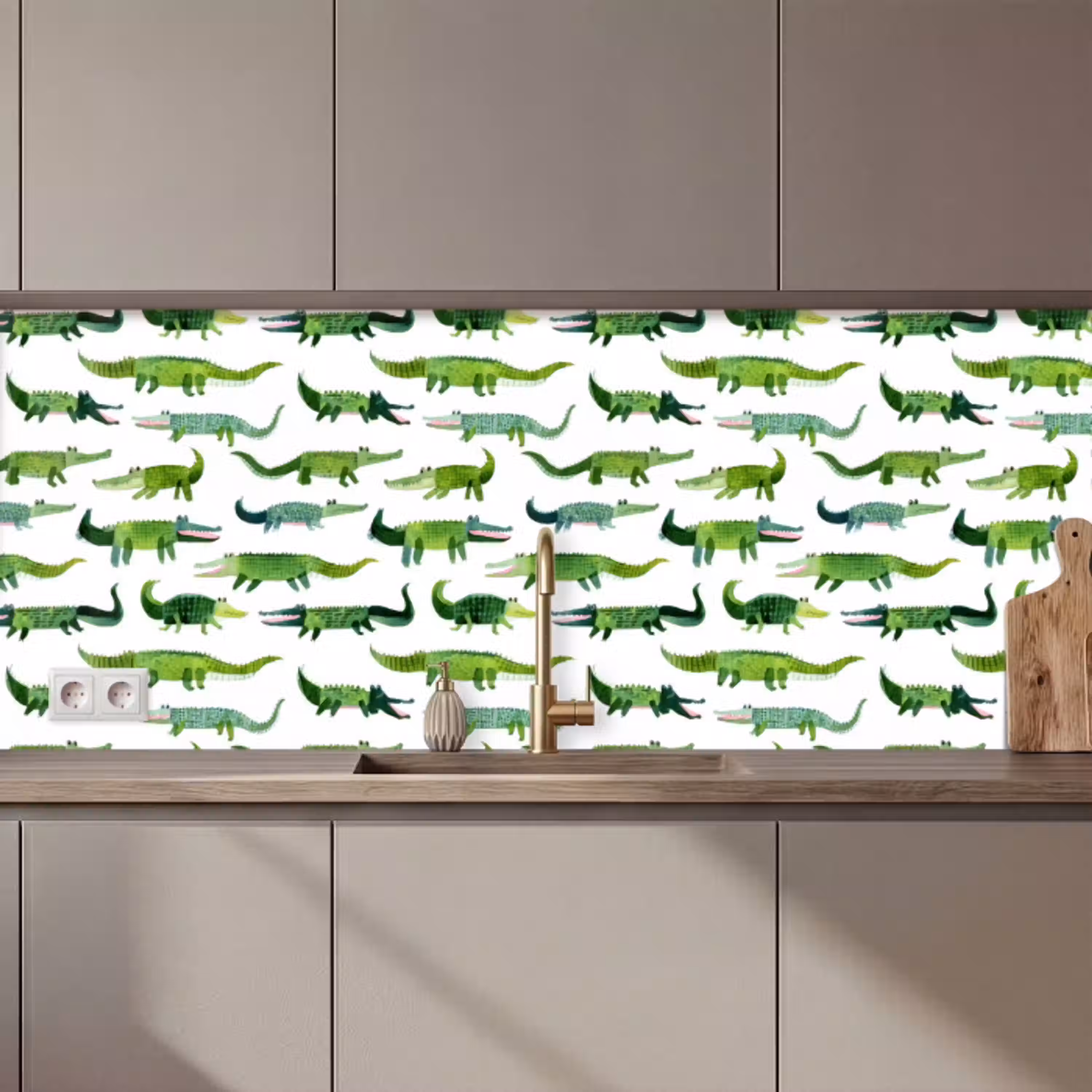 krokodillen - Speels - Groen keuken achterwand 2 middel 871 zz_3dshopping