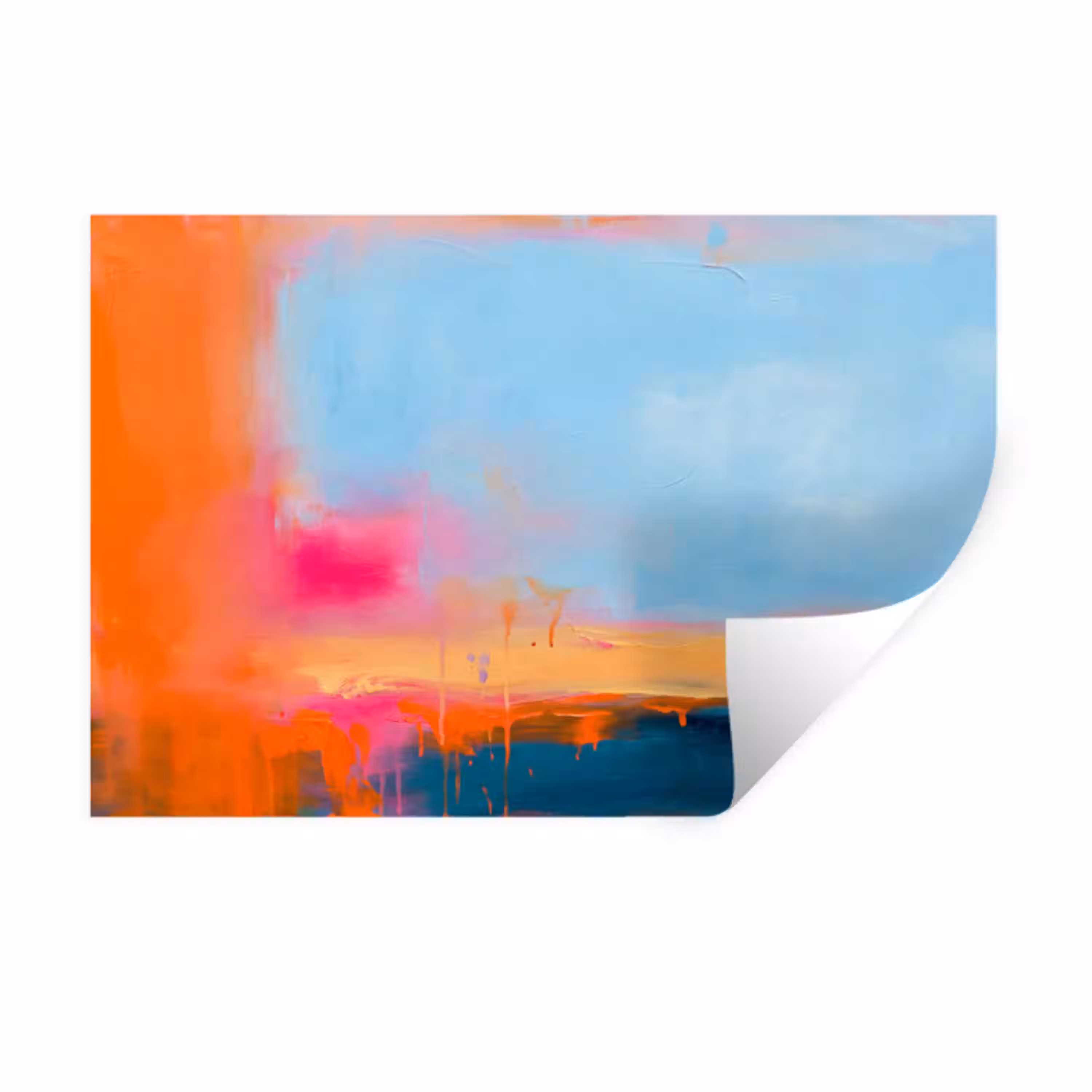 Abstract - Kleurvlakken - Modern - Oranje - Blauw Muursticker klein -3d