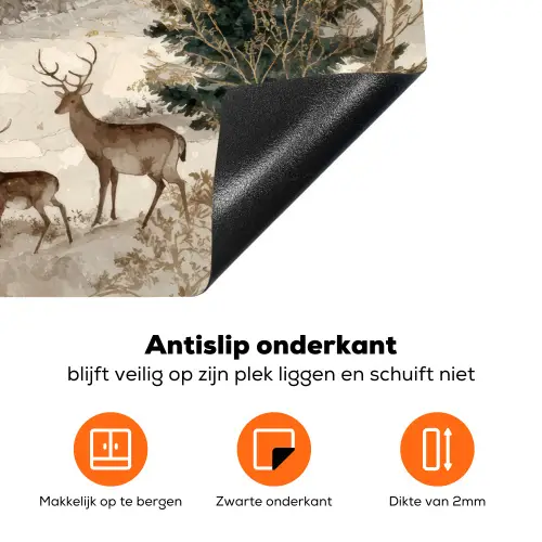 Bos - Herten - Winter - Sneeuw Inductie beschermer vinyl 3mm klein -zzzzzzz-td-onderkant