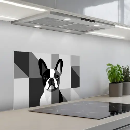 Buldog - Zwart - Abstract - Vlakken keuken achterwand spatscherm klein -3d_schuin