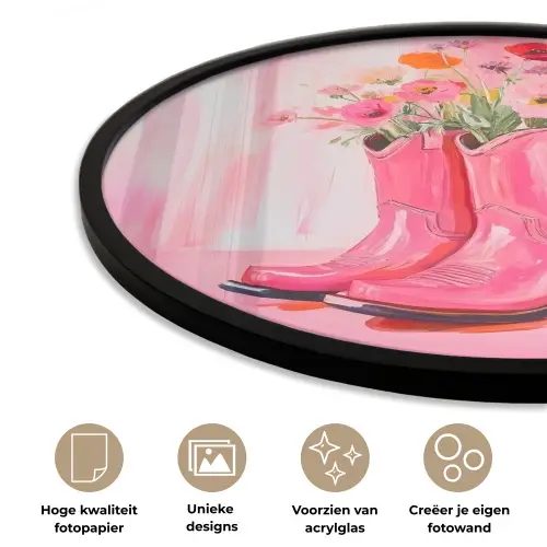 Roze - Bloemen - Cowboy Fotolijst rond zonder passe partout klein -closeup_NL