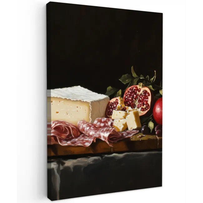 Stilleven - Vintage - Borrelplank Tuinposter op houten frame 2 cm dik klein -3d