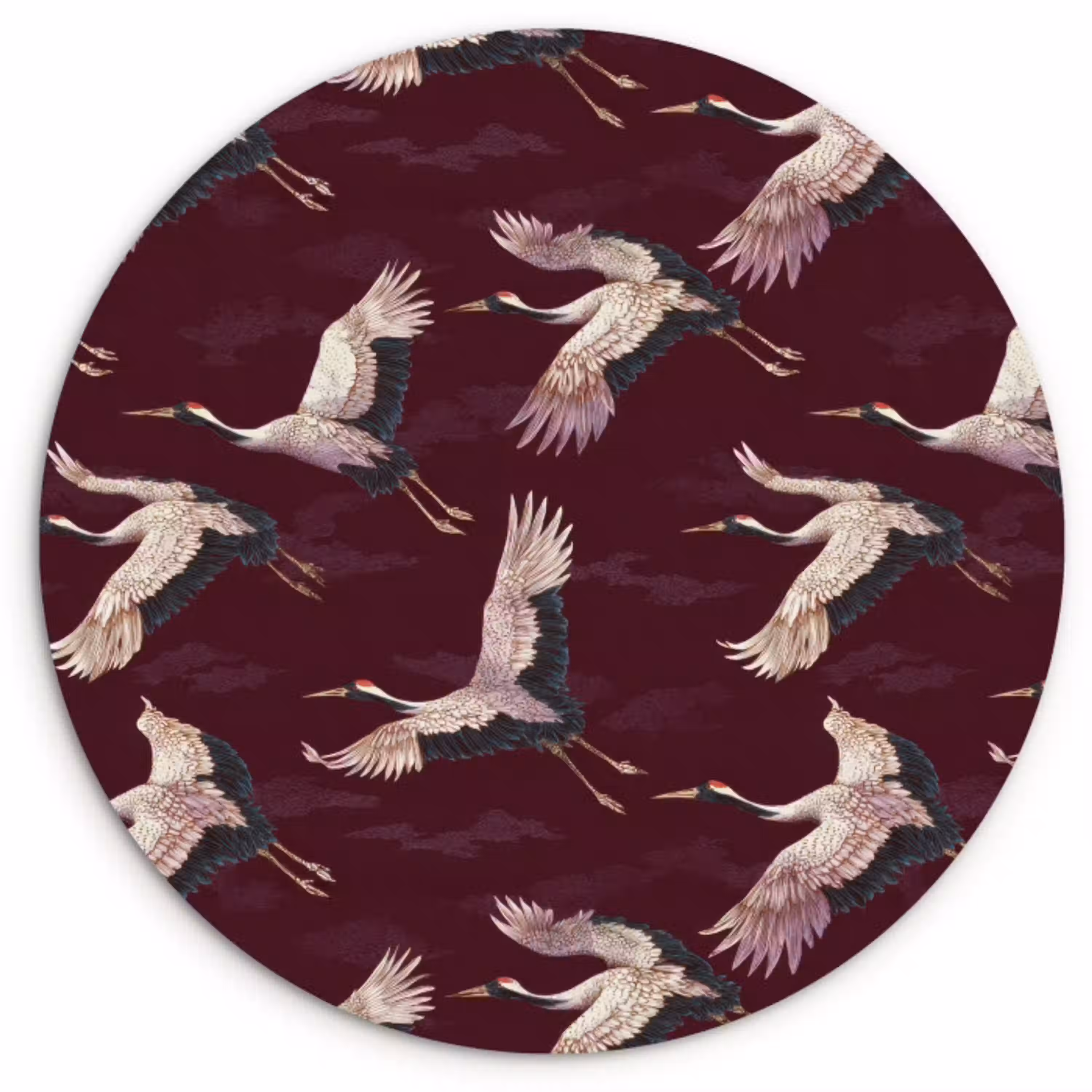 Kraanvogels - Klassiek - Bordeaux Wandcirkel kunststof plaat 5mm dik klein 188 -3d
