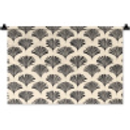 Waaiers - Botanisch - Zwart - Beige Wandkleed katoen klein 269 -zz3d