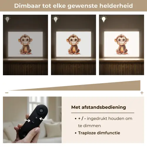 Aap - Baby - Jungle dieren Light Box met batterij (Wandlamp kind) middel -USP_dimbaarNL