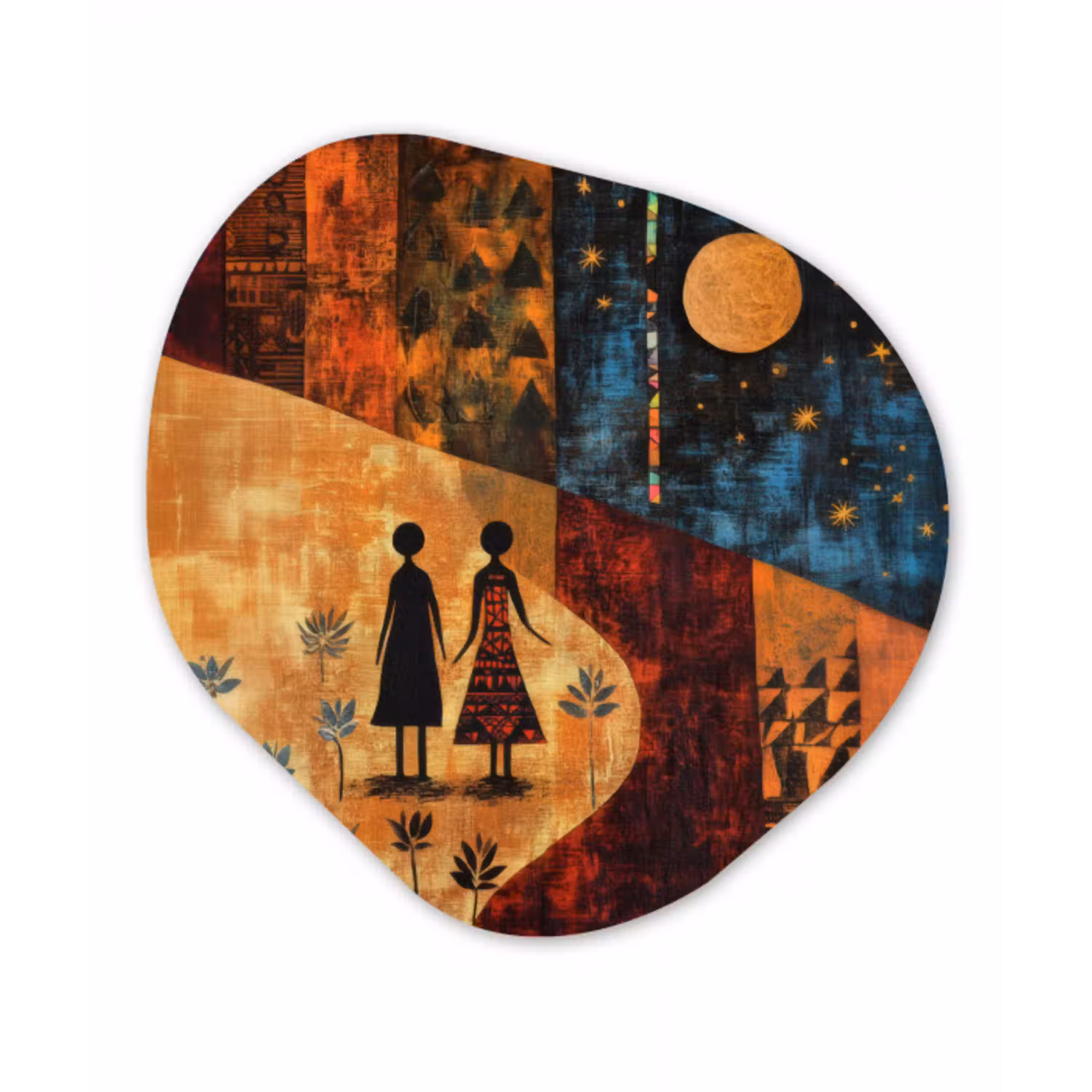 Silhouetten - Abstract - Zon - Maan Wandcirkel Organisch Plexiglas middel -3d