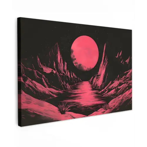 Maan - Felroze - Bergen - Rivier canvas 2cm klein -z3d