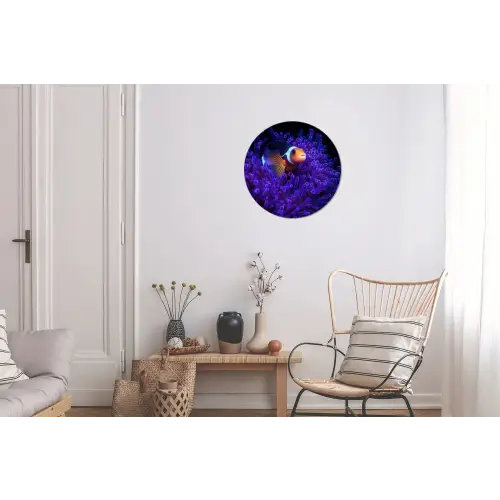 Koraal - Vis - Oranje - Zee Wandcirkel aluminium klein -woonkamer