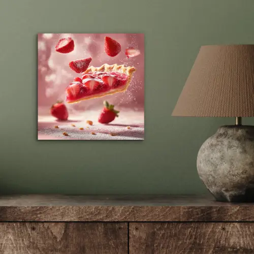 Aardbei - Taart- Eten - Roze aluminium wit klein -sfeer2