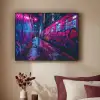 Stad - Neon -  Nacht - Roze - Graffiti Textielframe zwart klein -sfeer1