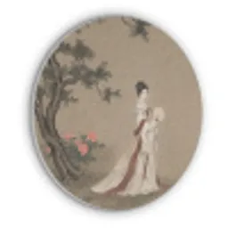Vrouw - Azië - Kunst - Beige Akoestische PET Vilt - Rond klein -3d