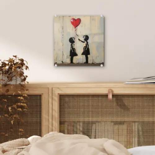 Street art - Banksy - Ballon - Graffiti - Retro plexiglas 5mm klein -sfeer4