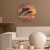Dolfijnen - Zee - Realistisch Akoestische PET Vilt - Rond klein -sfeer1
