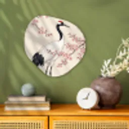 Aziatisch - Kraanvogel - Beige Wandcirkel Organisch Forex 3mm klein -sfeer2