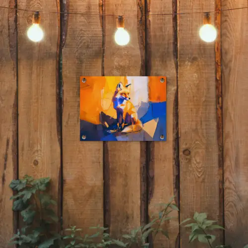 Vos - Oranje - Vormen - Abstract tuinposter los doek klein -sfeer1