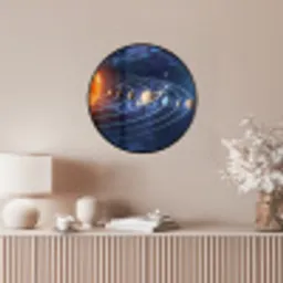 Ruimte - Zonnestelsel - Blauw Fotolijst rond zonder passe partout klein -sfeer3