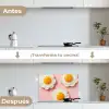 Eieren - Bloem - Roze keuken achterwand spatscherm klein -voor_na_ES