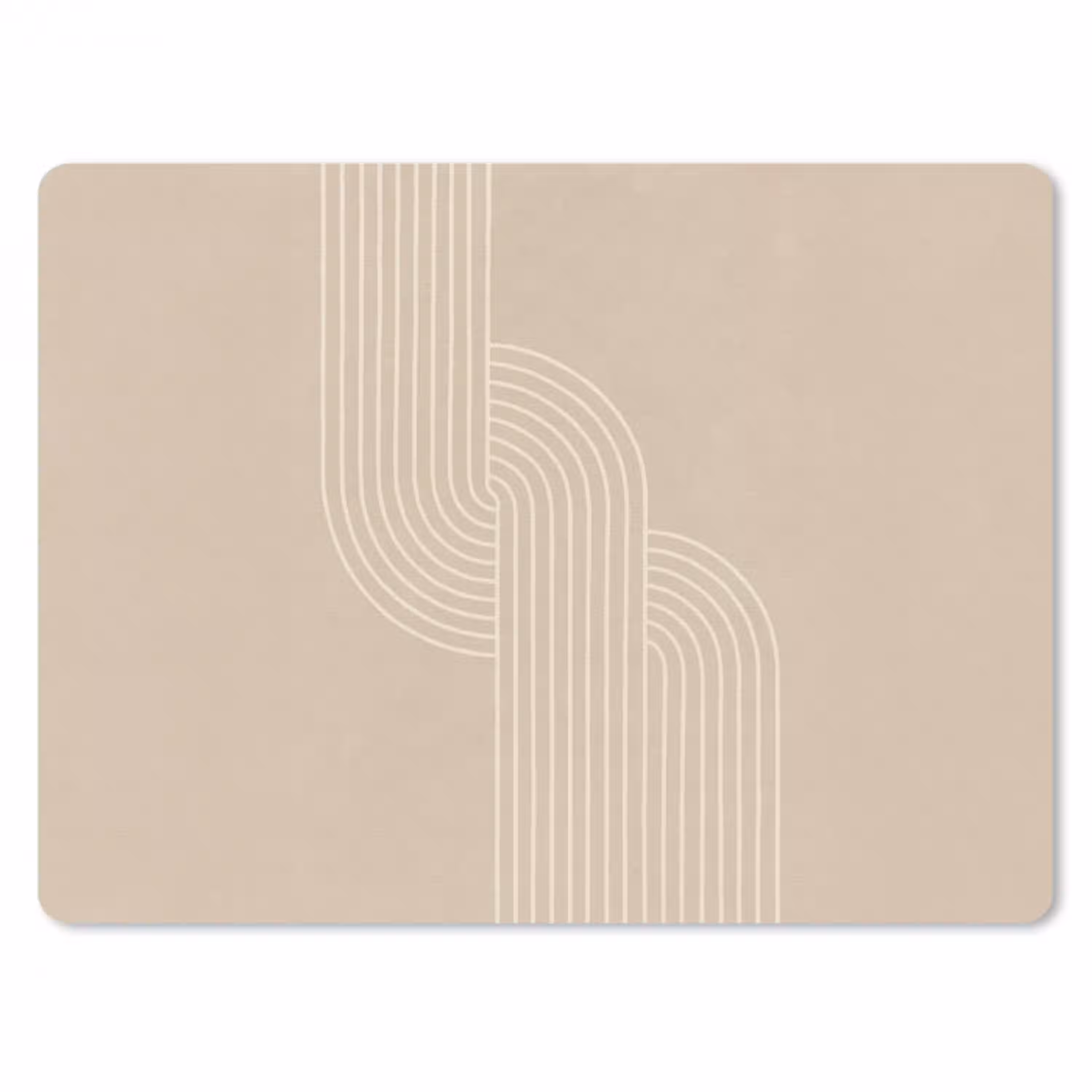 Parallelle lijnen - Lichte textuur - Beige muismat rubber klein -3d