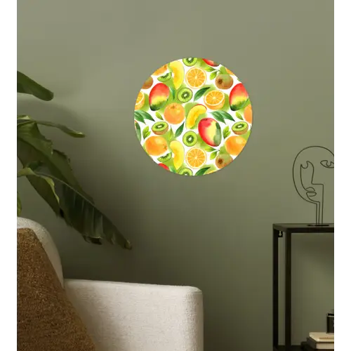 Kiwi - Sinasappel - Mango - Perzik Wandcirkel behangsticker klein 186 -sfeer2