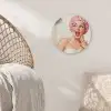 Vrouw - Douche - Roze Akoestische PET Vilt - Rond klein -sfeer4