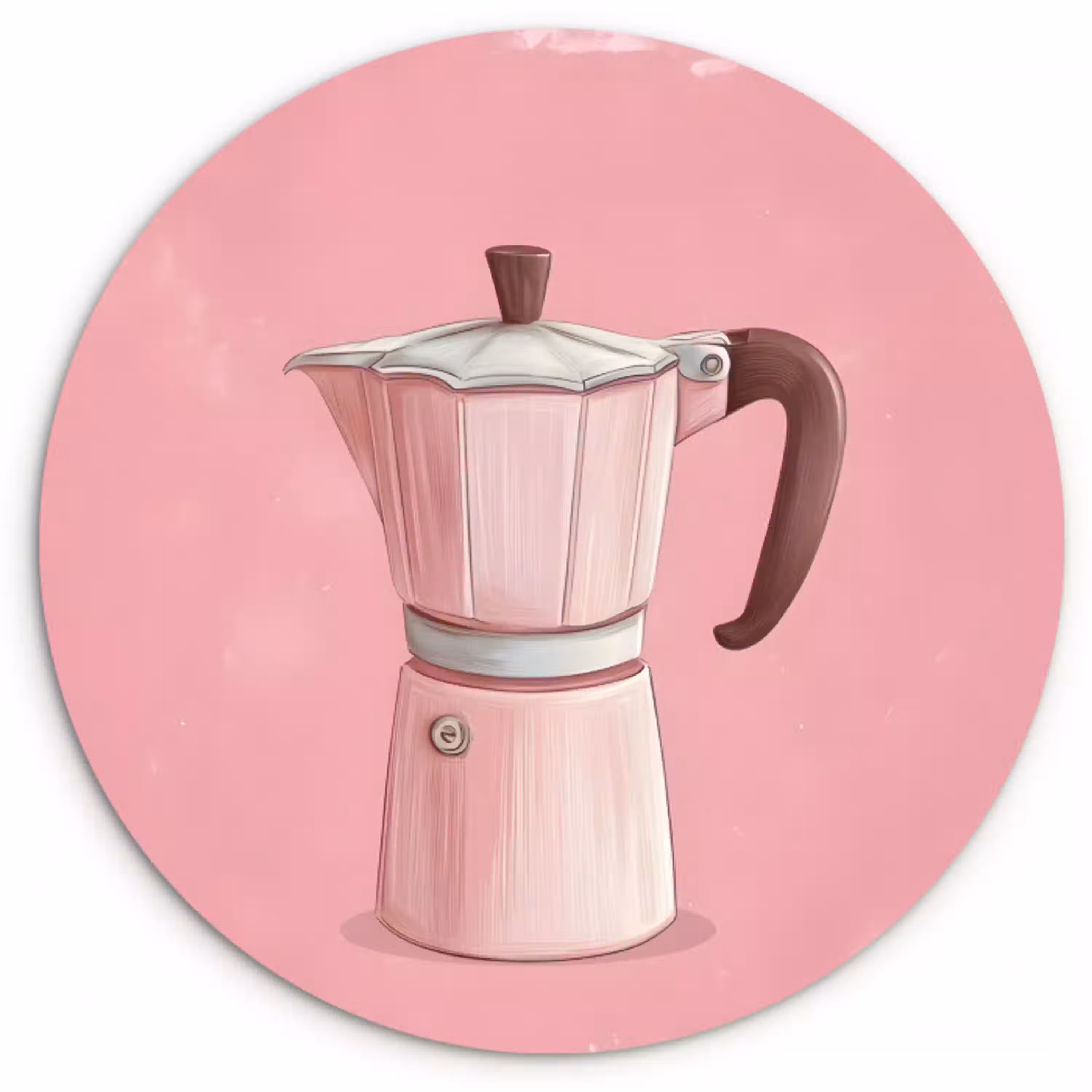 Roze - Mokkapot - Illustratie - Koffie Wandcirkel plexiglas klein -3d