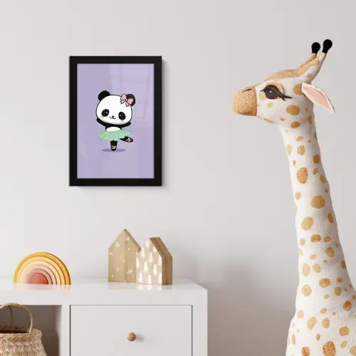 Dansende panda - Paars - Sierlijk - Kawaii fotolijst zwart zonder passe partout klein -usfeer4_kinderkamer