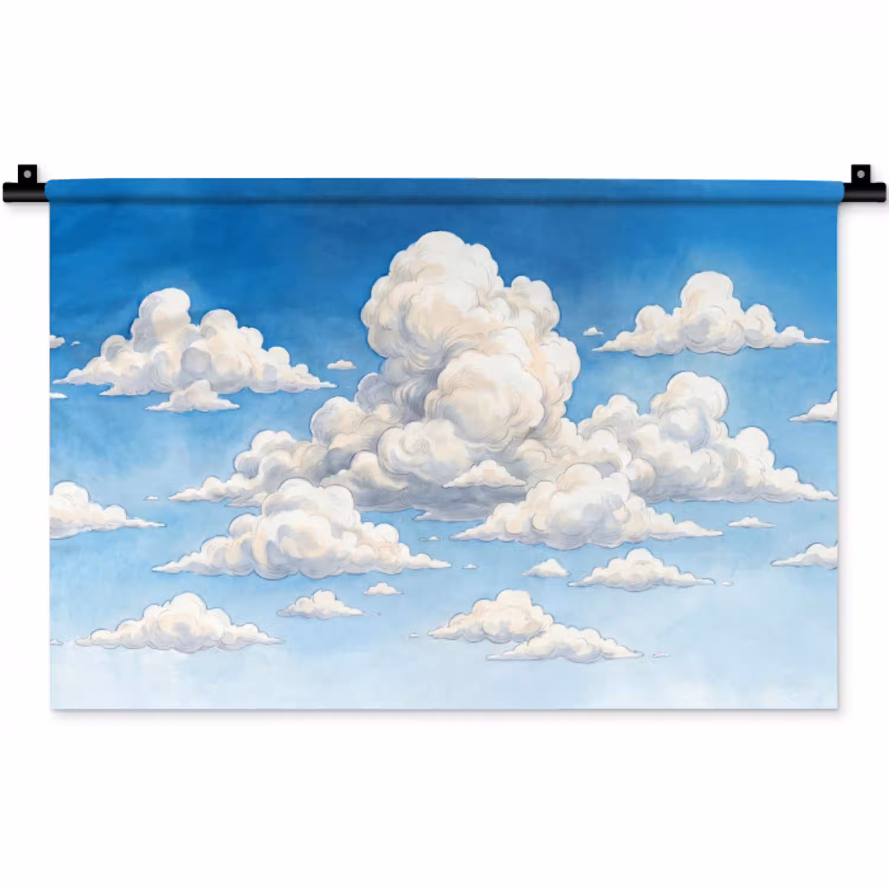 Wolken - Blauwe lucht - Natuur - Modern - Wit Wandkleed katoen klein -zz3d